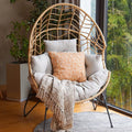 Oversized Wicker Egg Chair with Stand and Cushion D2135