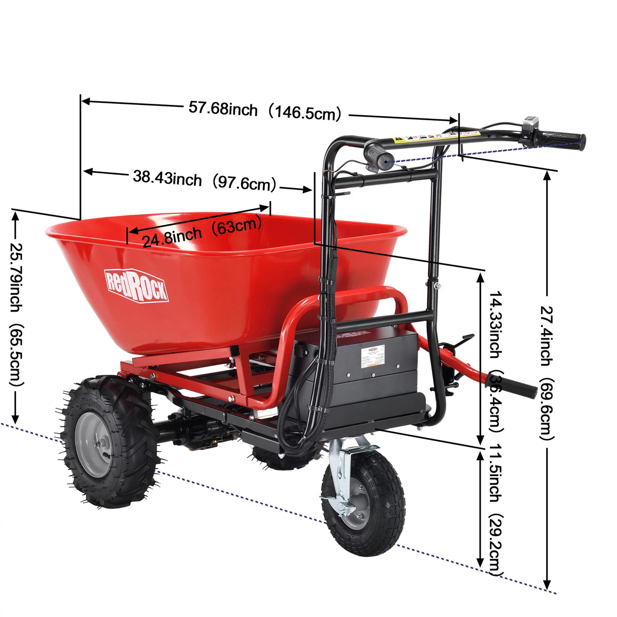 48V28Ah 500W Steel Electric Wheelbarrow Utility Cart M47610