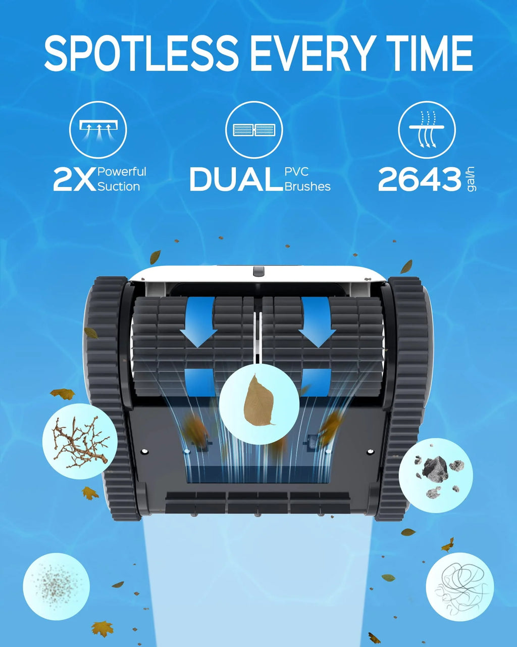 Cordless Robotic Pool Cleaner with Wall Climbing T6243