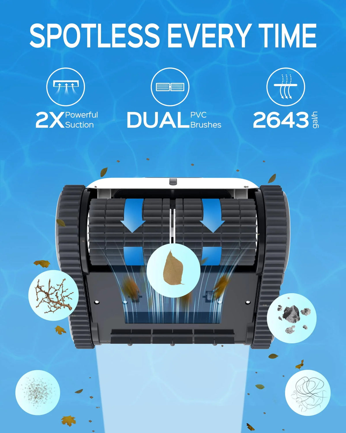 Cordless Robotic Pool Cleaner with Wall Climbing T6243