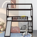 Twin House Shaped Bunk Beds with Slide and Ladder E5084