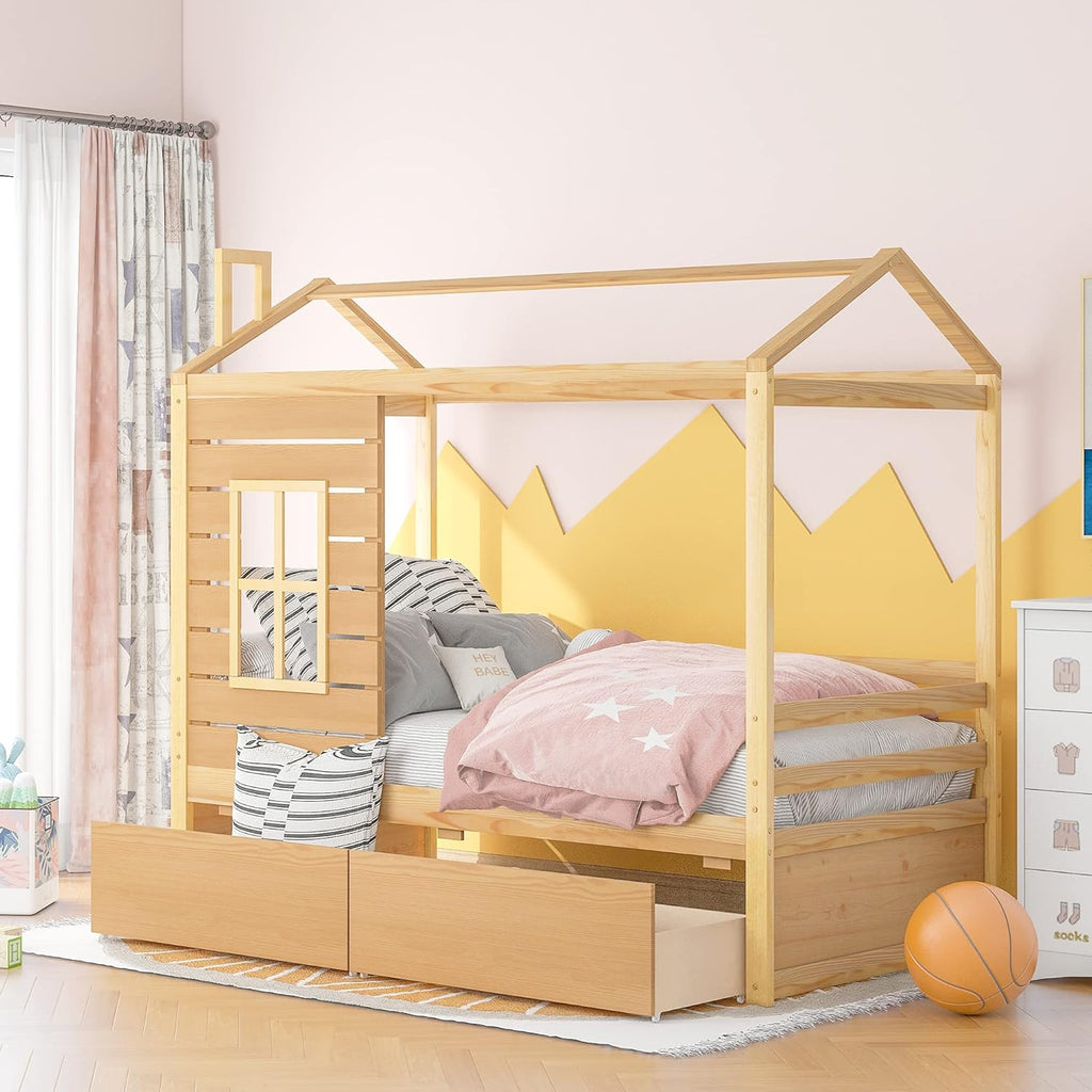 Twin Size Wood Bunk Bed with Trundle Z78495