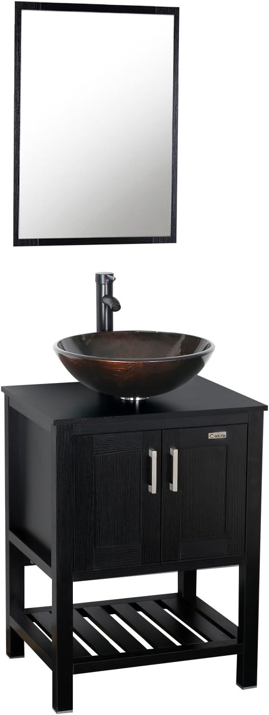 24 inch Bathroom Vanity with Ceramic Vessel Sink and Faucet S3445