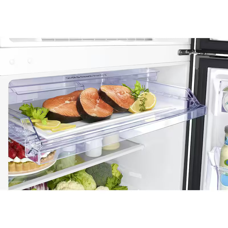 29 in. 17.6 cu. ft. Top Freezer Refrigerator with Ice Maker in Black Stainless Steel U722