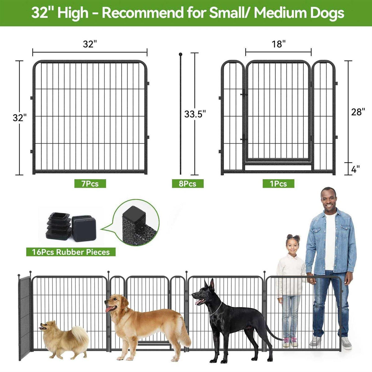 Heavy Duty Anti-Rust Dog Playpen with Doors X9262