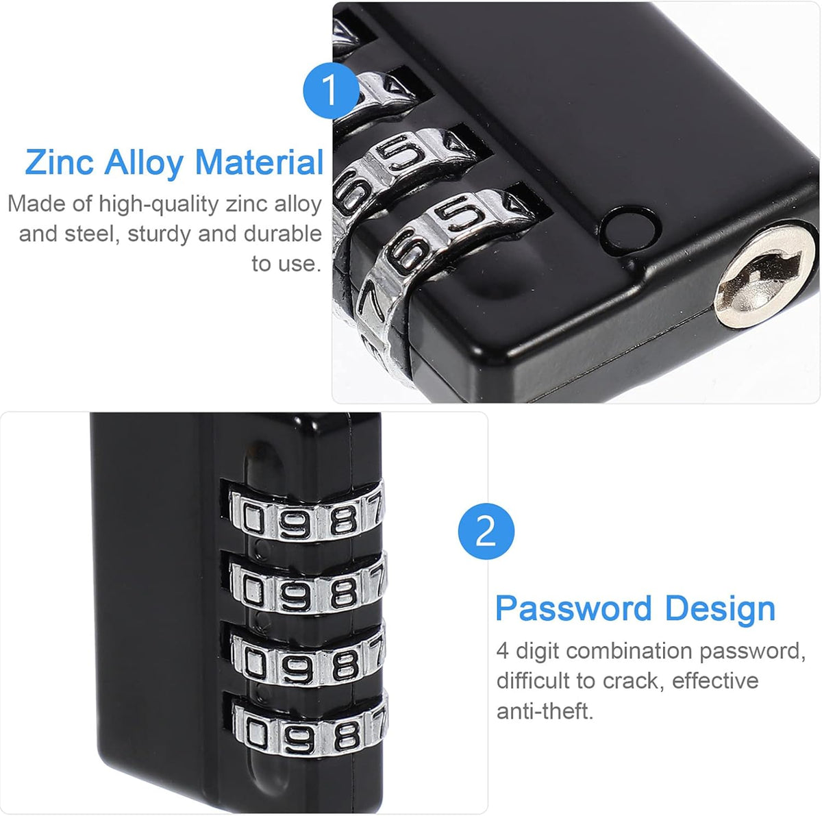 Resettable Waterproof Padlock with Keys Q56359