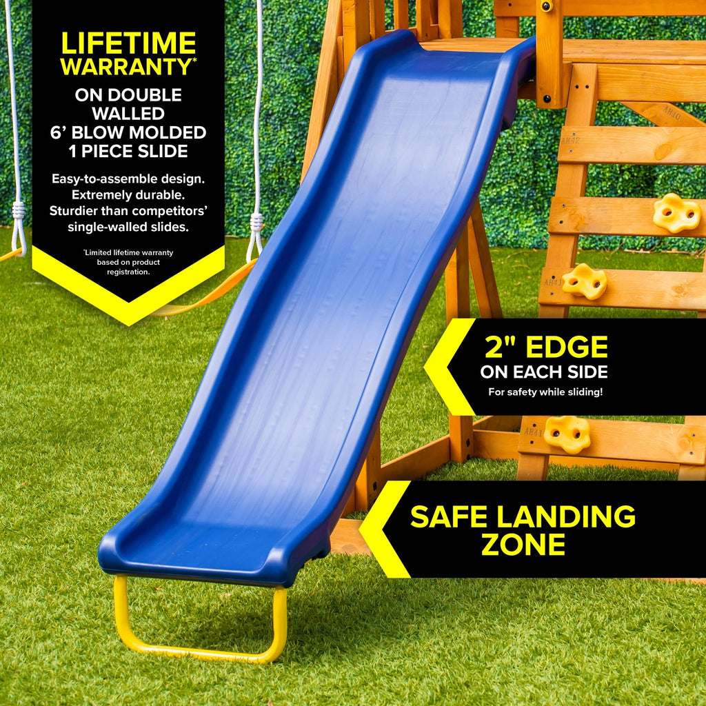 Wooden Swing Set with Double A-Frame and Slide N790489
