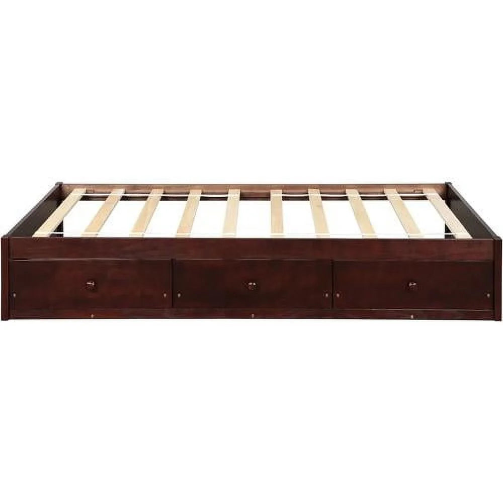 Cherry Wood Storage Bed with 3 Drawers R75052
