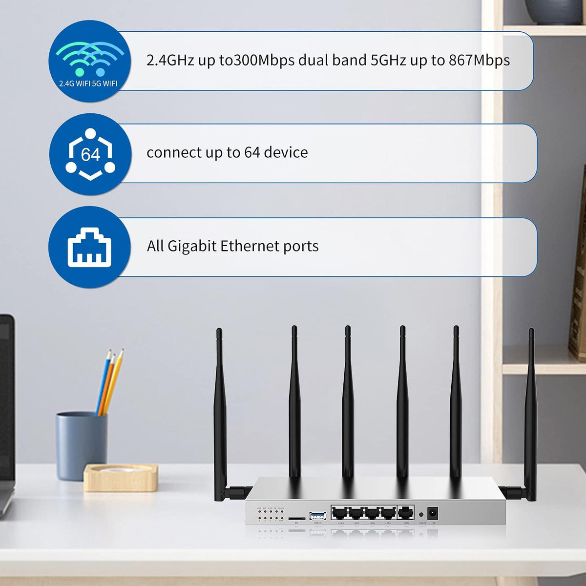 4G LTE AC1200Mbps Dual Band Wireless Router with Gigabit Ethernet U767783