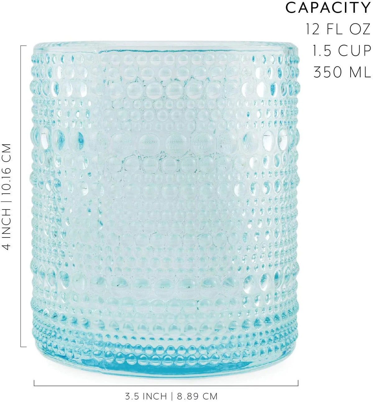Blue 12oz 6pk Hobnail Drinking Glasses D62993