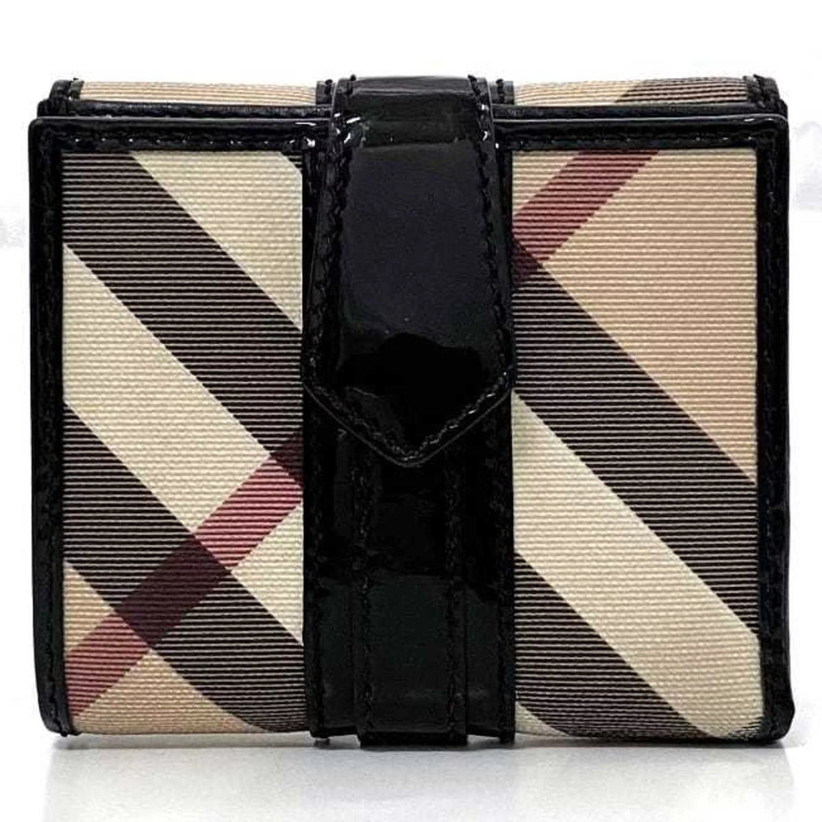 Pre-Owned Beige Black Check PVC Patent Leather Wallet U349044