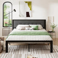 Black King Size Metal Platform Bed Frame with Fabric Headboard R58203