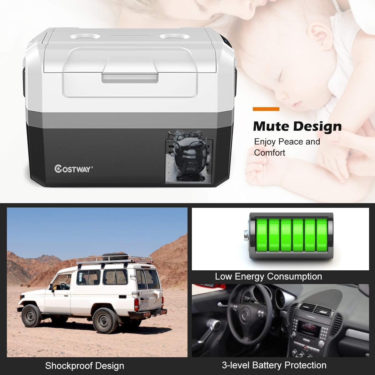 Portable Car Refrigerator 48-Quart Compressor Travel Fridge E396