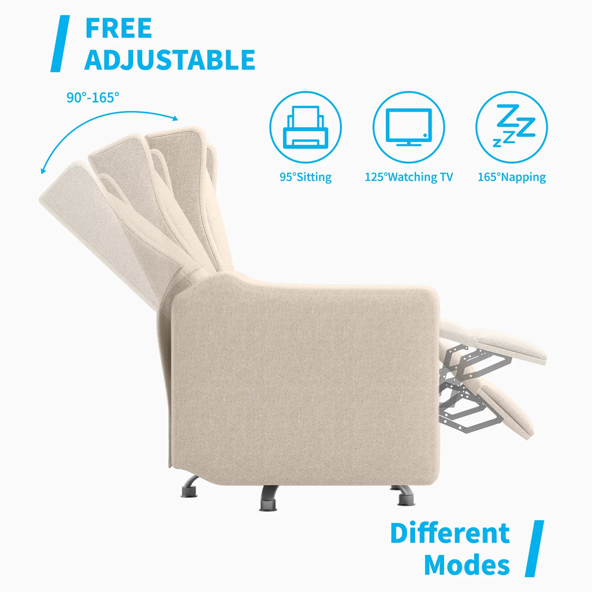 Beige Linen Swivel Rocking Chair S912