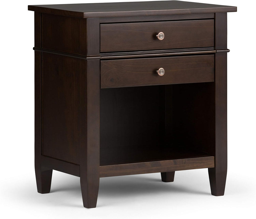 White Solid Wood 2 Drawer Nightstand R6836