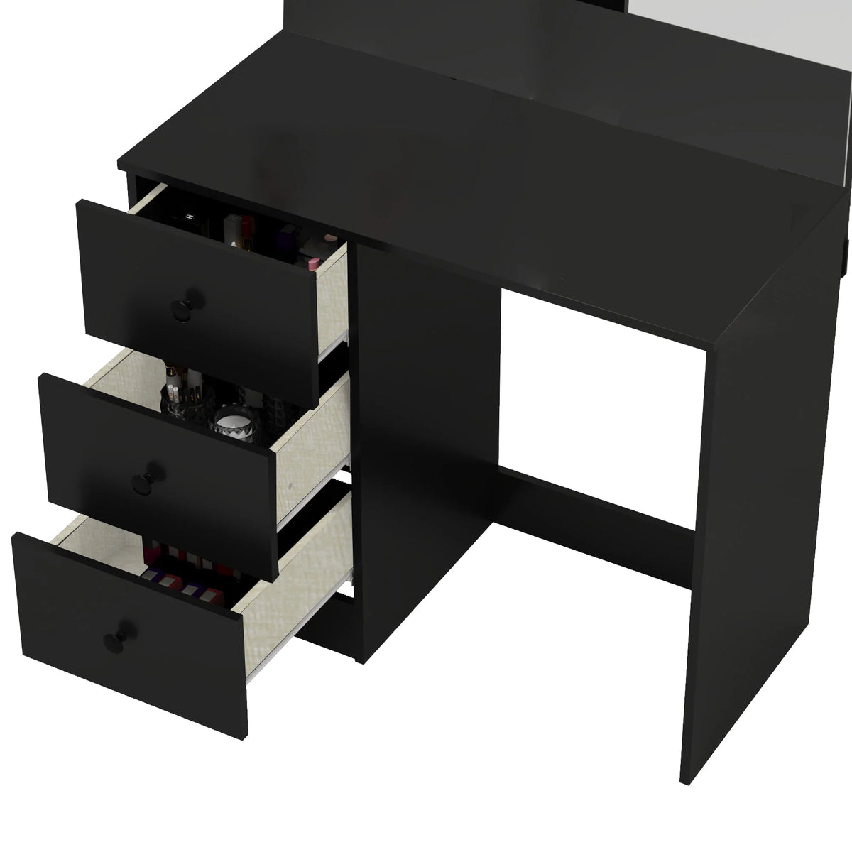 Black 3 Drawer Vanity Table with Mirror D105866