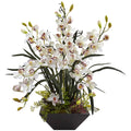Cymbidium Orchid with Black Vase Arrangement N8814
