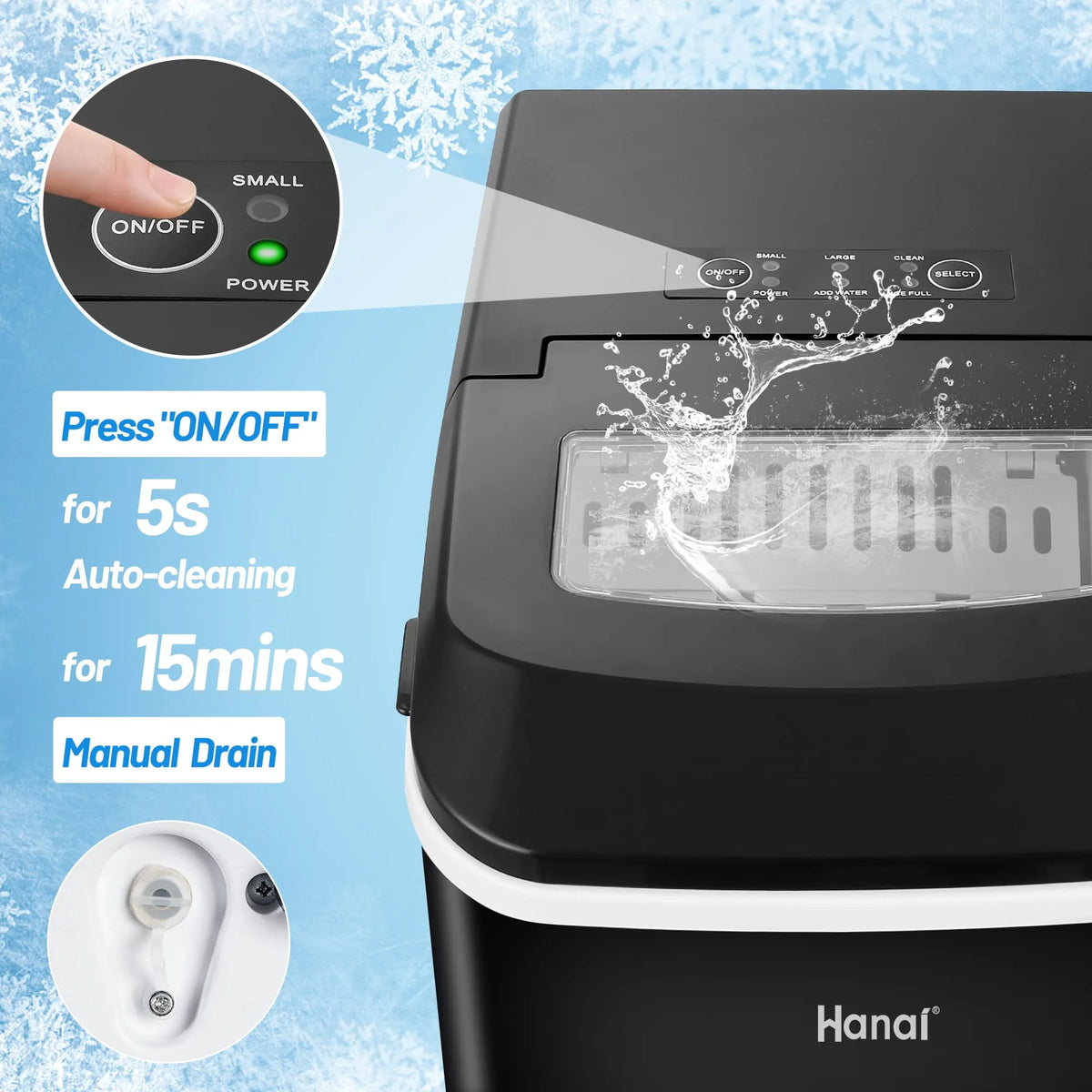 Countertop Ice Maker Machine 2 Ice Sizes 26.5 lbs 1.1L P269