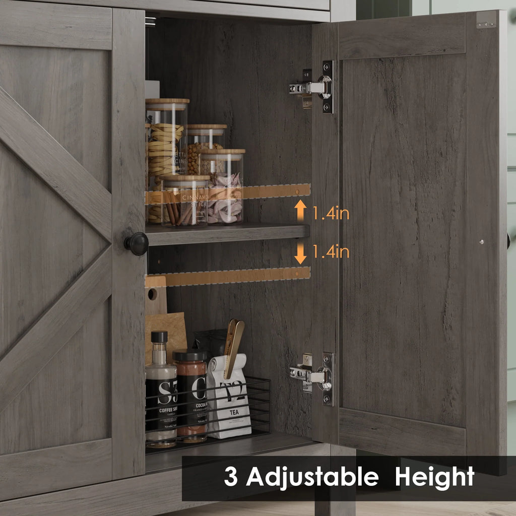 Brown 4-Door 2-Drawer Wood Buffet Cabinet V89493