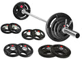 Cast Iron Weight Plates with Barbell Bar and Locks, 100 Pounds Set H1319
