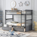 Solid Wood Twin Over Twin Bunk Bed with Two Storage Drawers M309