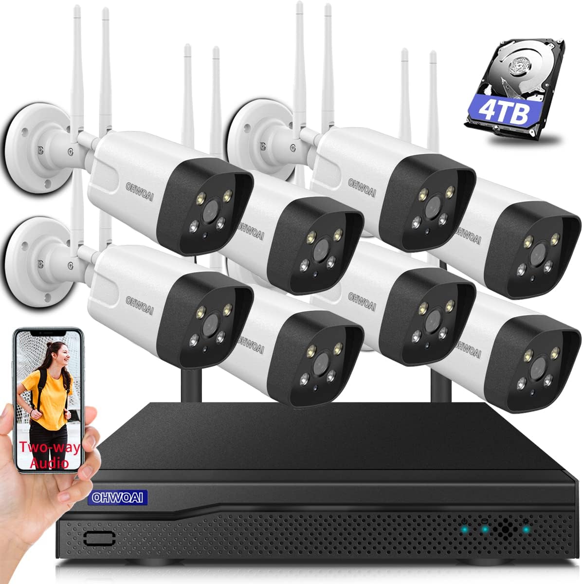 8Pcs 5.0MP Wireless Security Camera System with 8 Channel NVR D405005