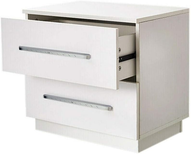 White 2 Drawer LED Nightstand V459