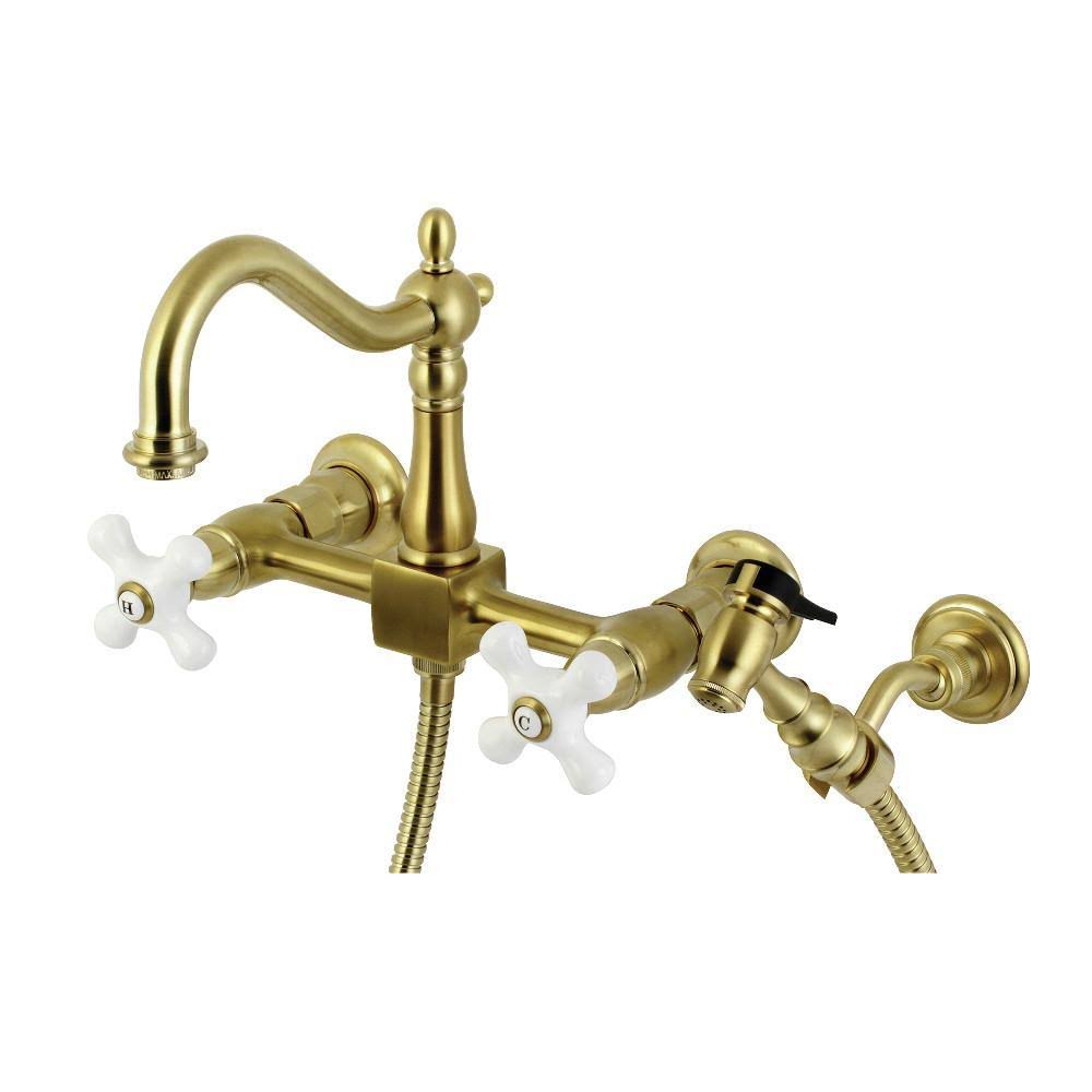 Oil Rubbed Bronze Wall Mount Kitchen Faucet with Brass Sprayer N329200