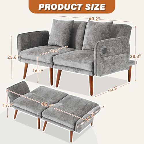 Grey Chenille 2 Seat Loveseat Sofa P502997