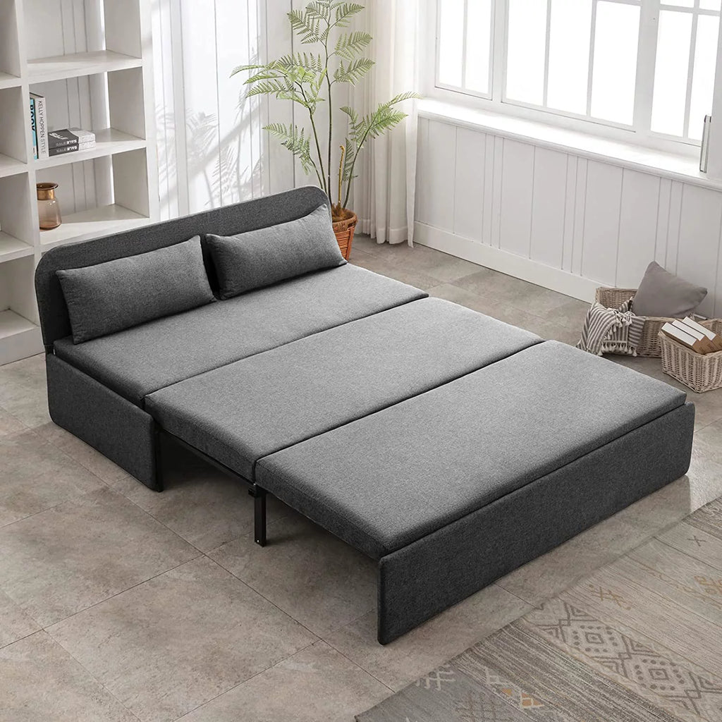 Queen Size Convertible Linen Sleeper Sofa Bed Dark Gray B819453