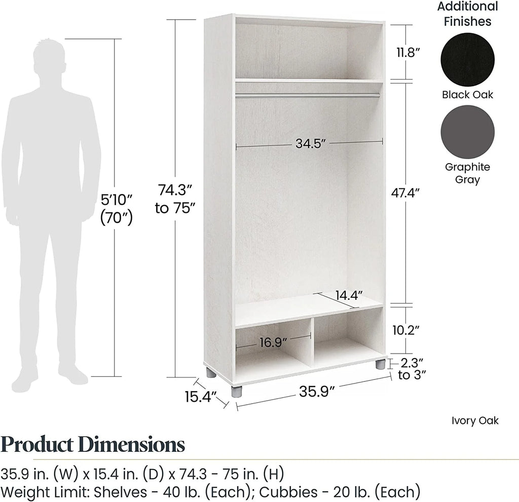 36" Wide Ivory Oak Storage Cabinet N948