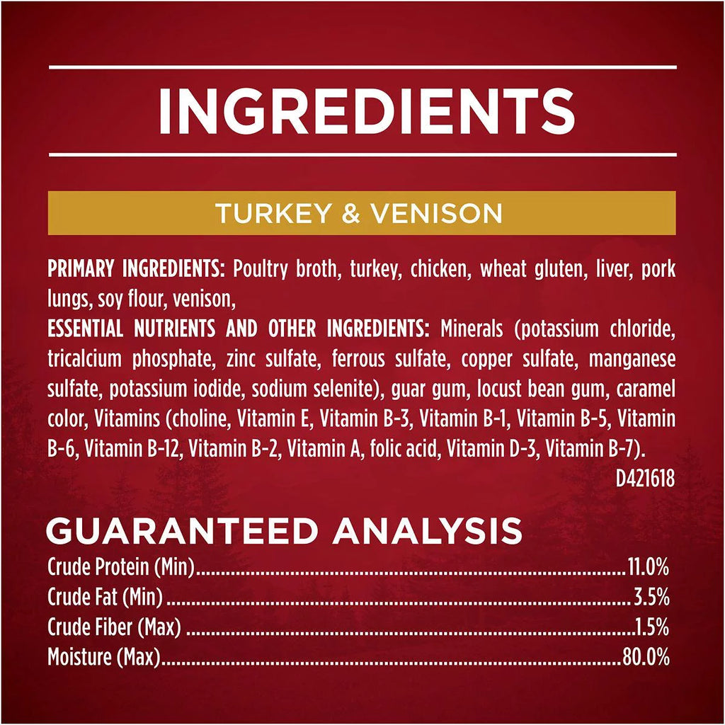 Turkey Venison Chicken Duck Cuts in Gravy Wet Dog Food 13 oz Pack of 12 N4502
