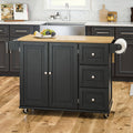 Black Drop Leaf Kitchen Cart L7854
