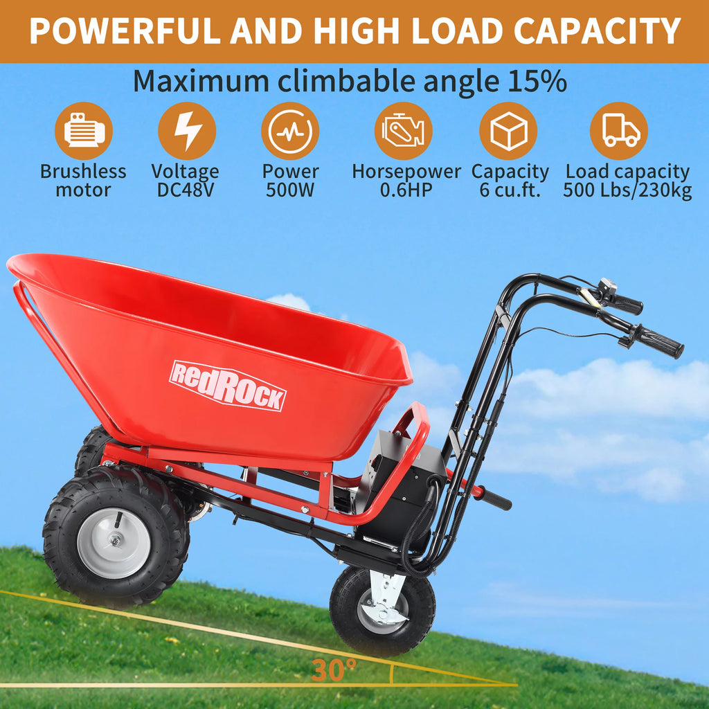 48V28Ah 500W Steel Electric Wheelbarrow Utility Cart M47610