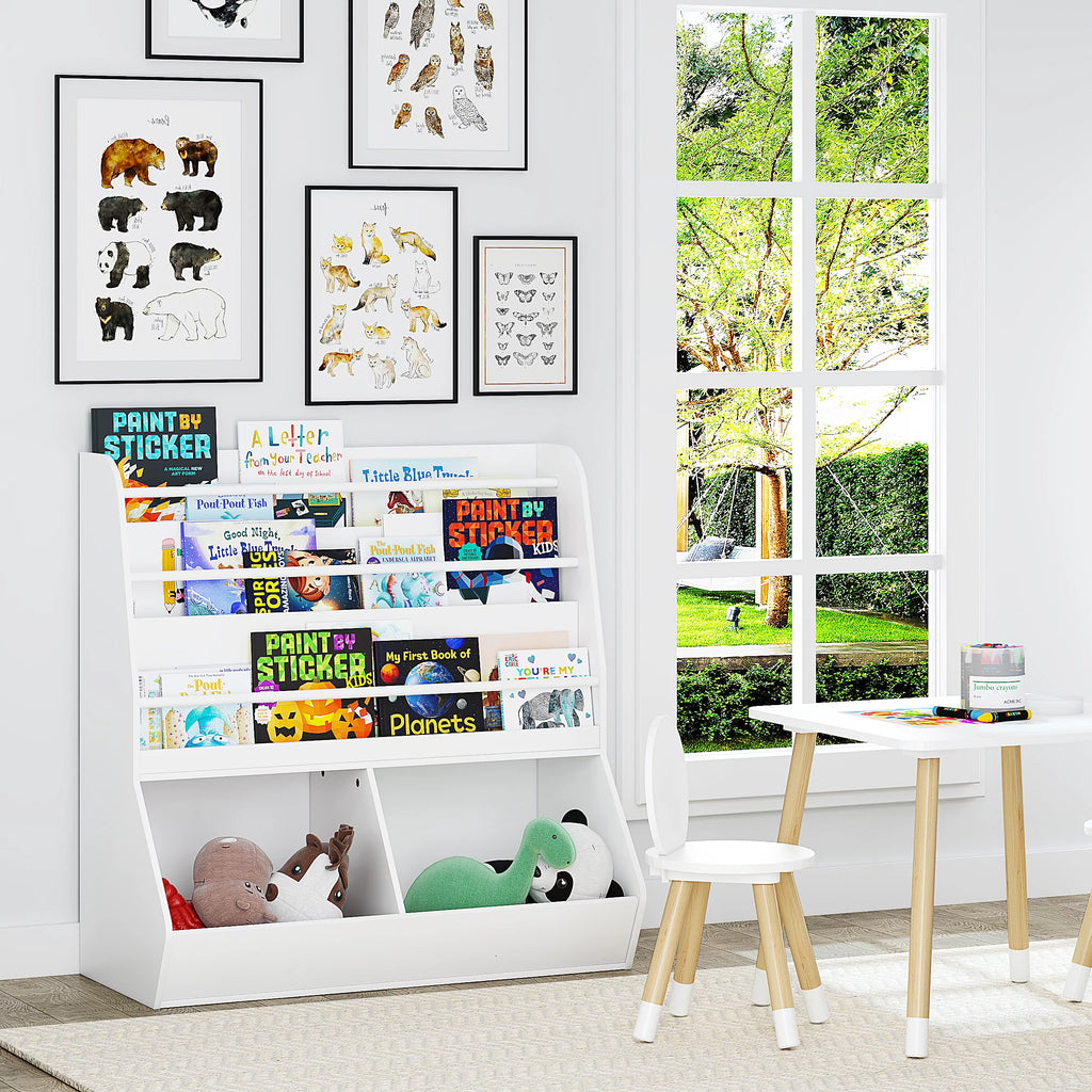 White Wooden Kids Bookshelf and Toy Storage Cabinet O502858