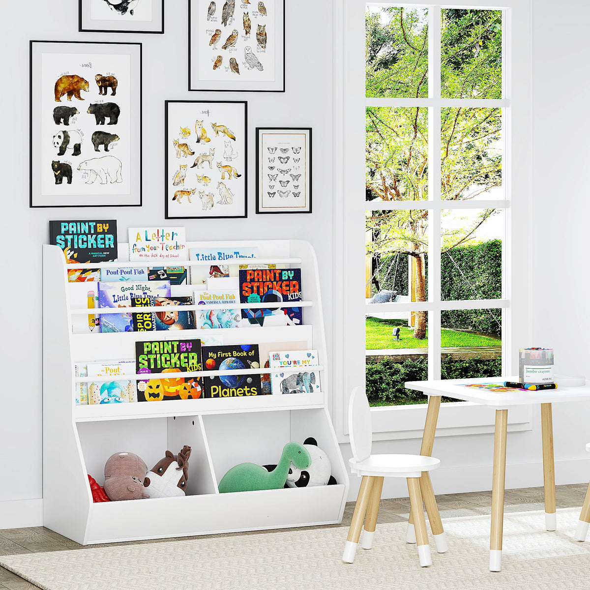 White Wooden Kids Bookshelf and Toy Storage Cabinet O502858