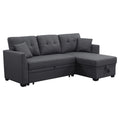 Dark Gray 3-Seat Fabric Sleeper Sectional Sofa with Storage M337614