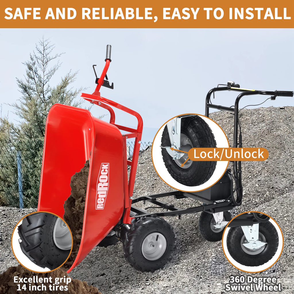 48V28Ah 500W Steel Electric Wheelbarrow Utility Cart M47610