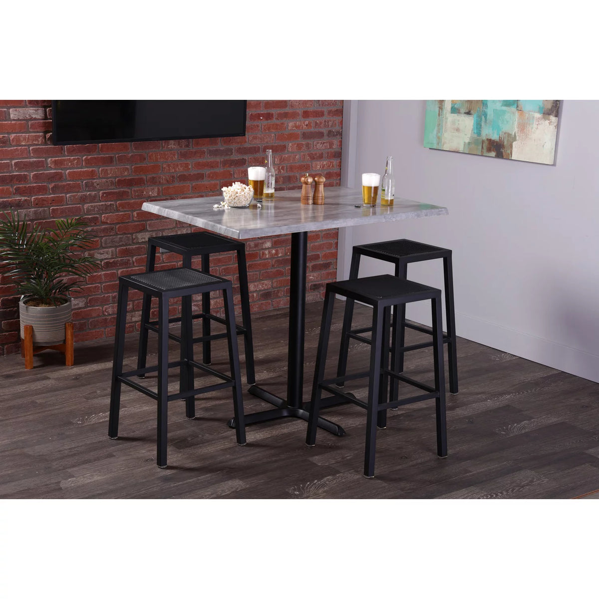 42" Square Table with Round Base W92891