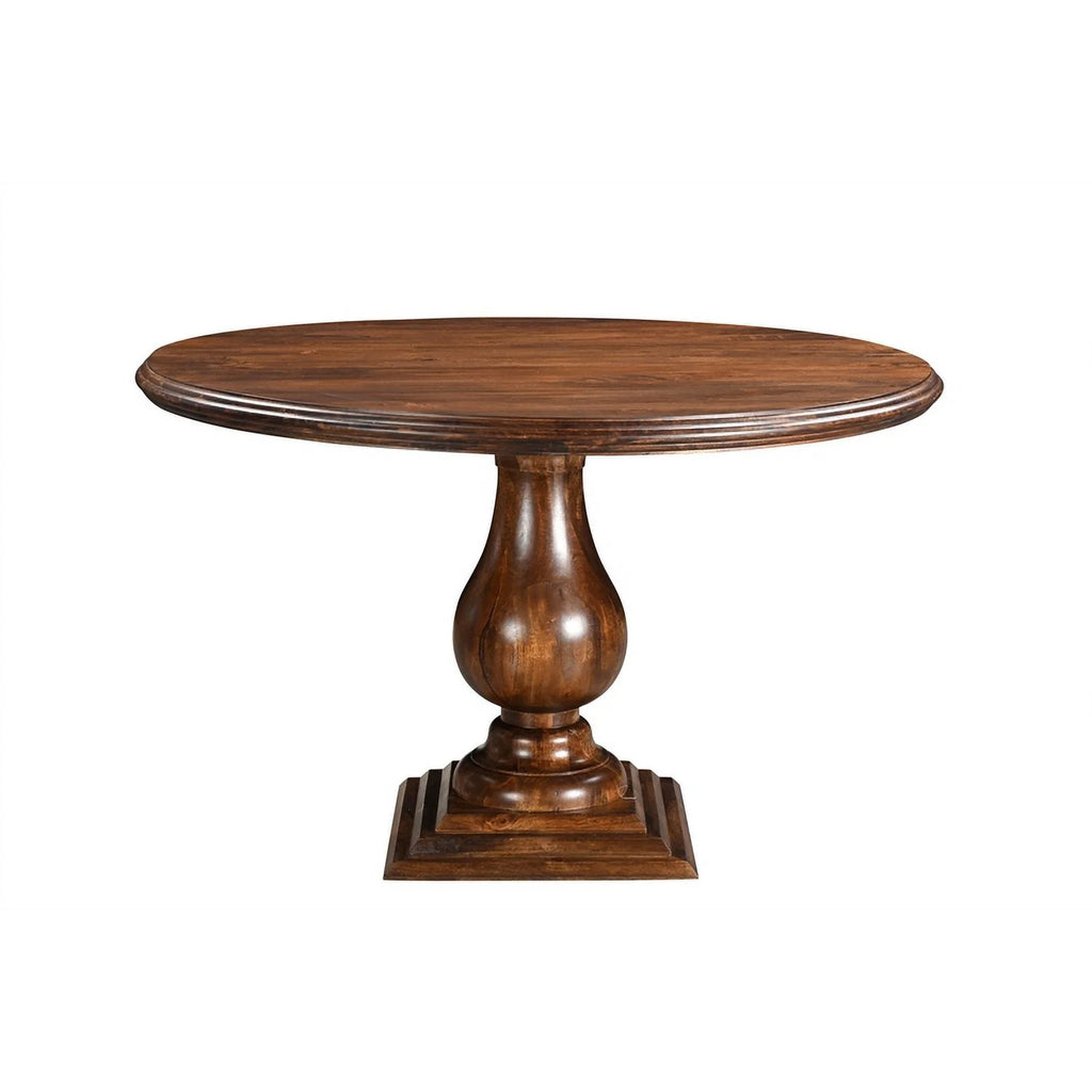 48" Round Solid Wood Pedestal Dining Table in Dark Brown P5915