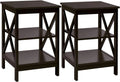 3-Tier Nightstand Set of 2 Wooden Side Table with Storage Shelf T907346