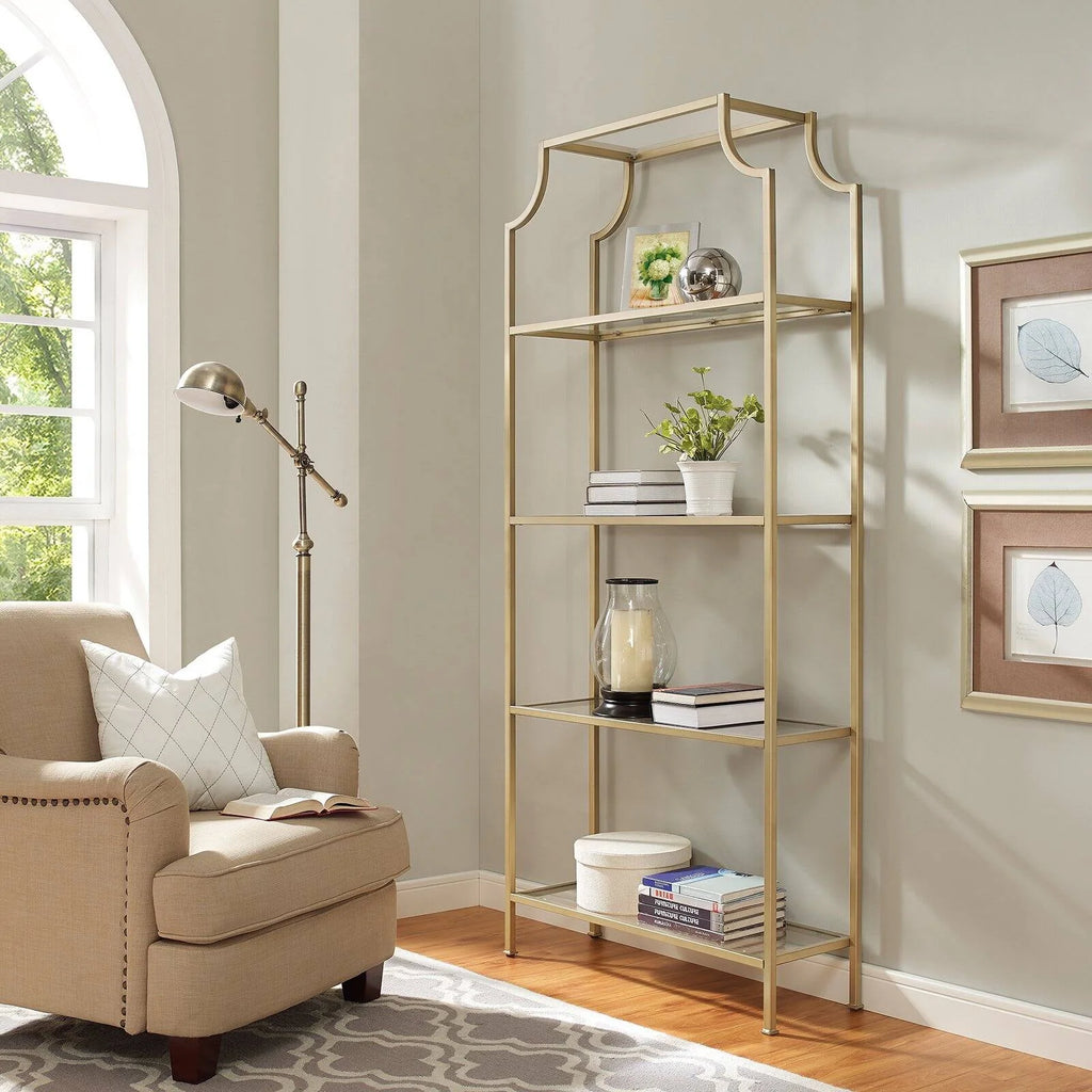 4 Shelf Glass Metal Etagere Bookcase P87049