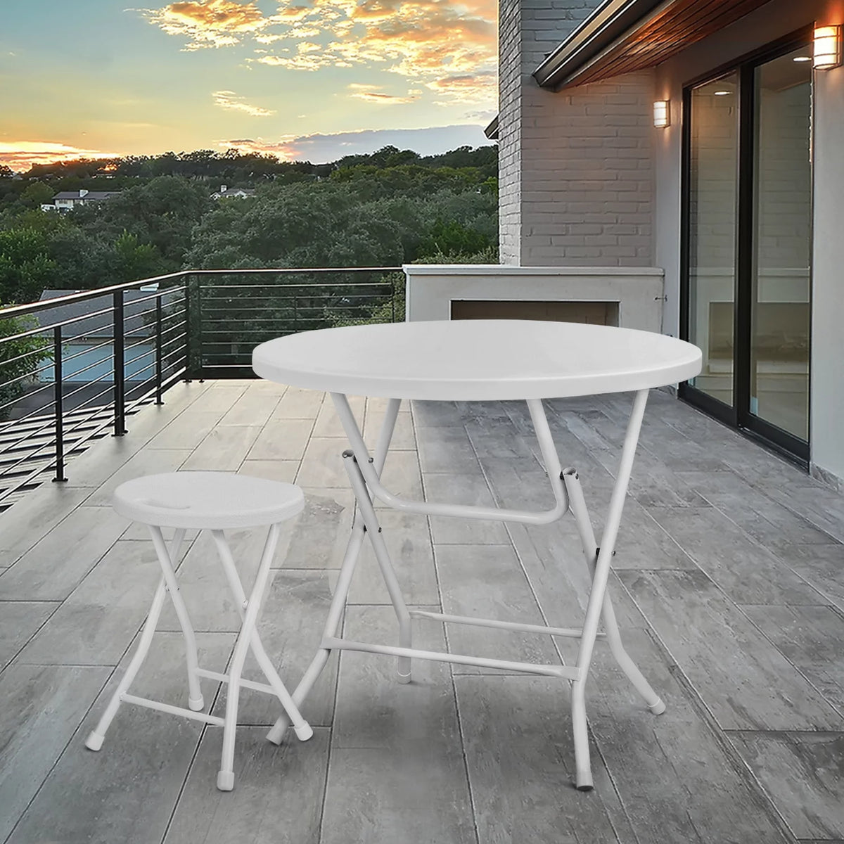 10 Pack 2.6Ft White Round Folding Table Q902