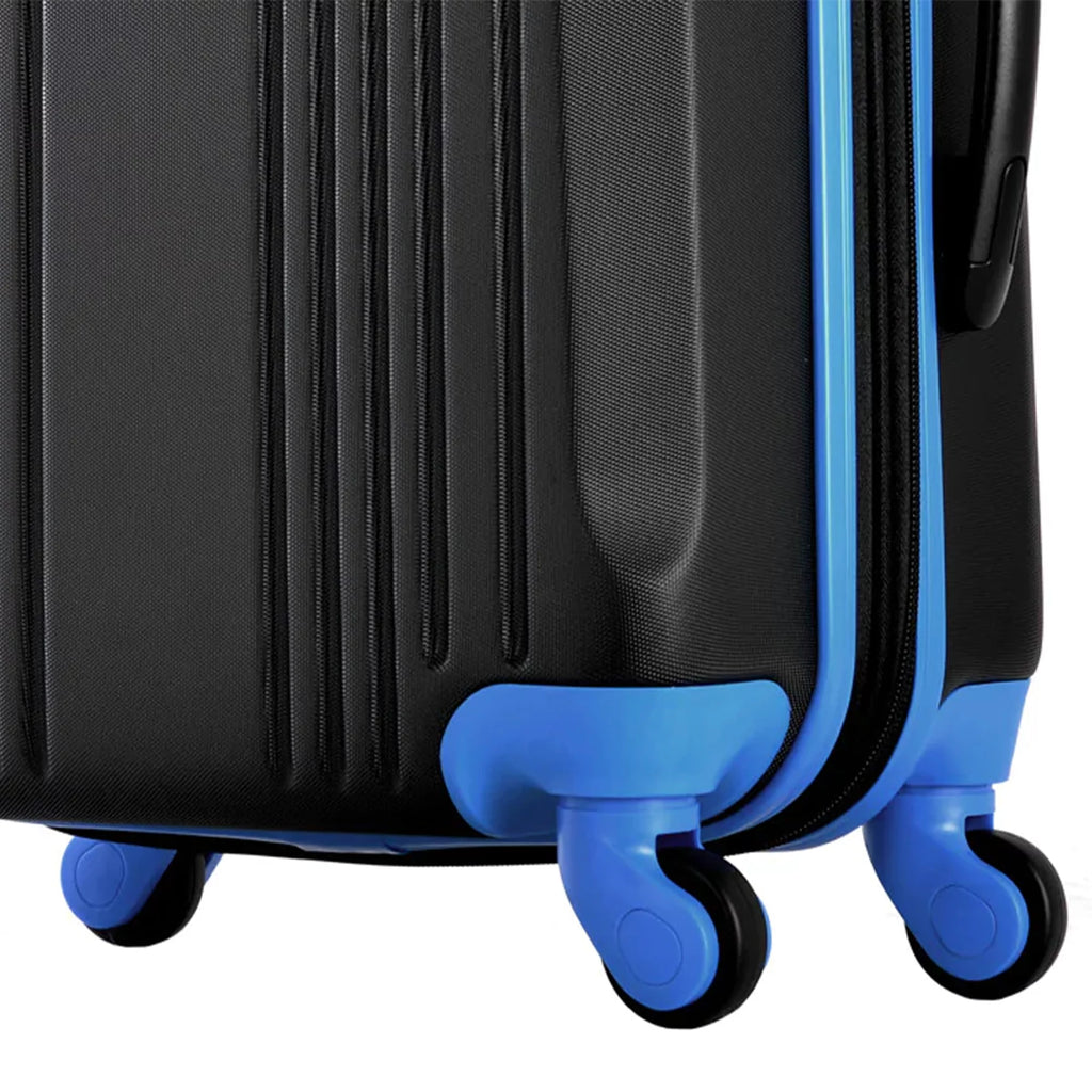 Expandable Hardside Carry-On Luggage Spinner Suitcase with Laptop Compartment, Black/Blue S54527