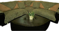 Sage Green Quilted Micro Suede Sectional Sofa Cover Pad W5690