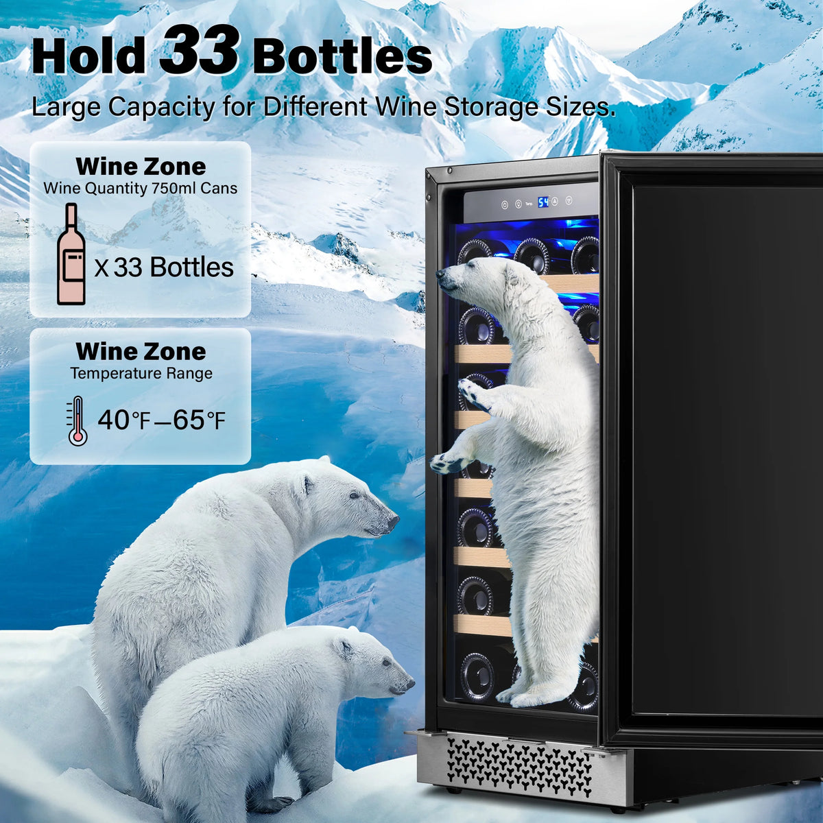 15" 33 Bottle Wine Refrigerator with Digital Temperature Control H484320