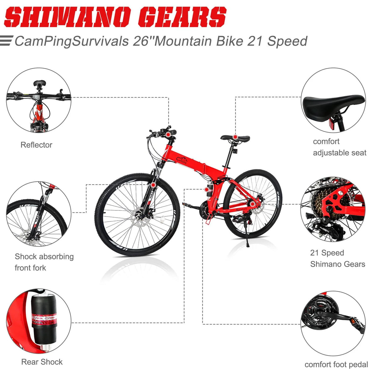 Folding 21 Speed 26 Wheel Steel Frame Mountain Bike M52642