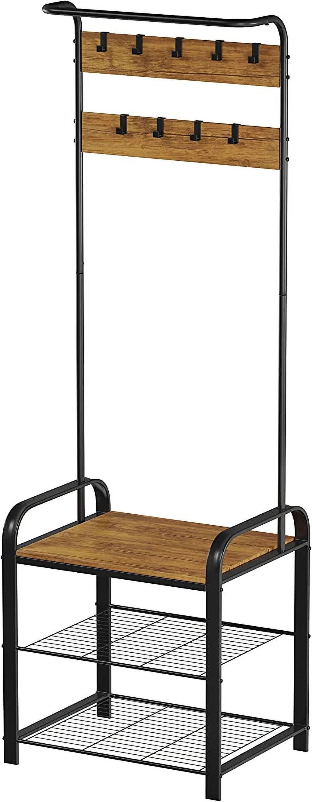 Metal Coat Rack and Storage Bench I4814