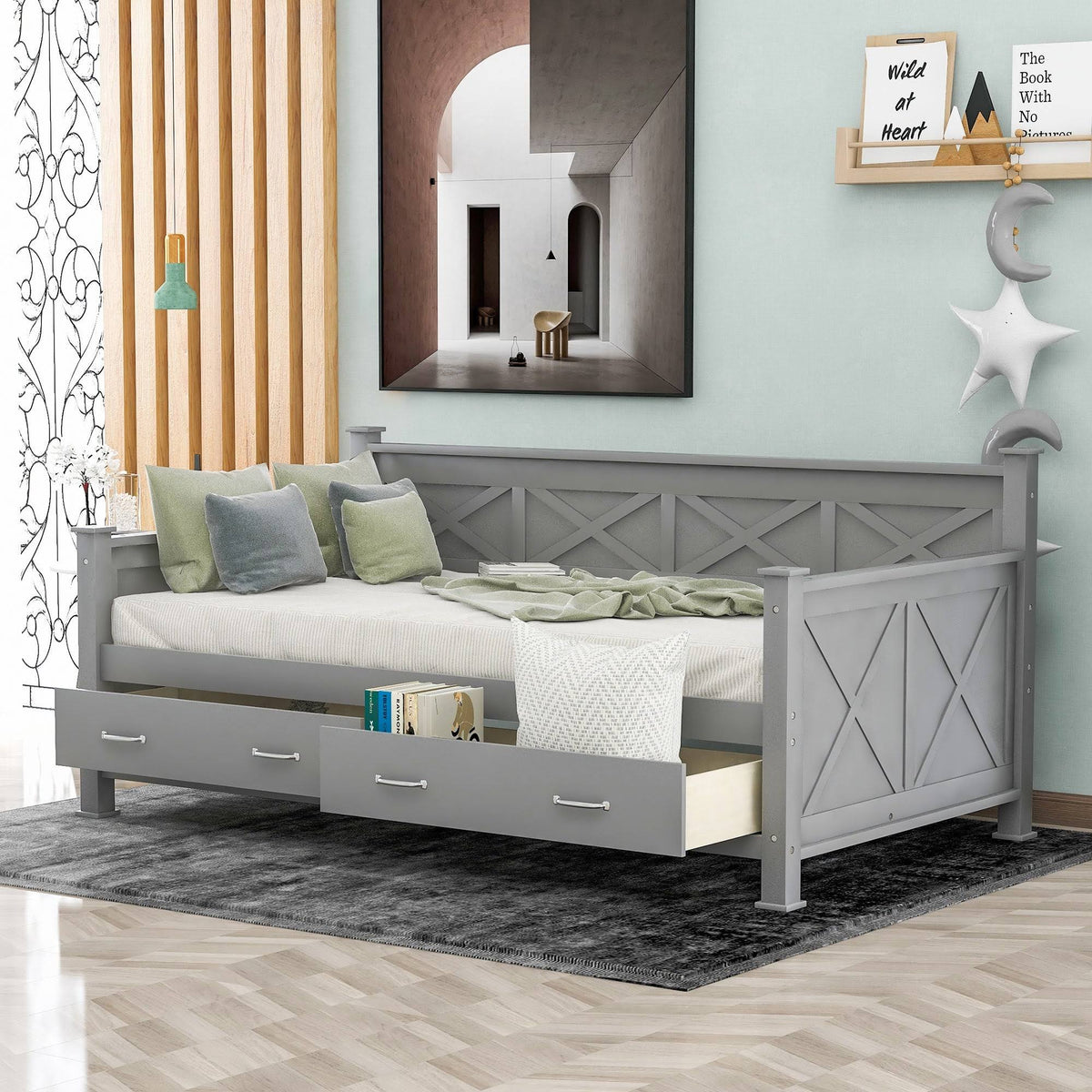 White Twin Size Daybed with 2 Drawers N28881