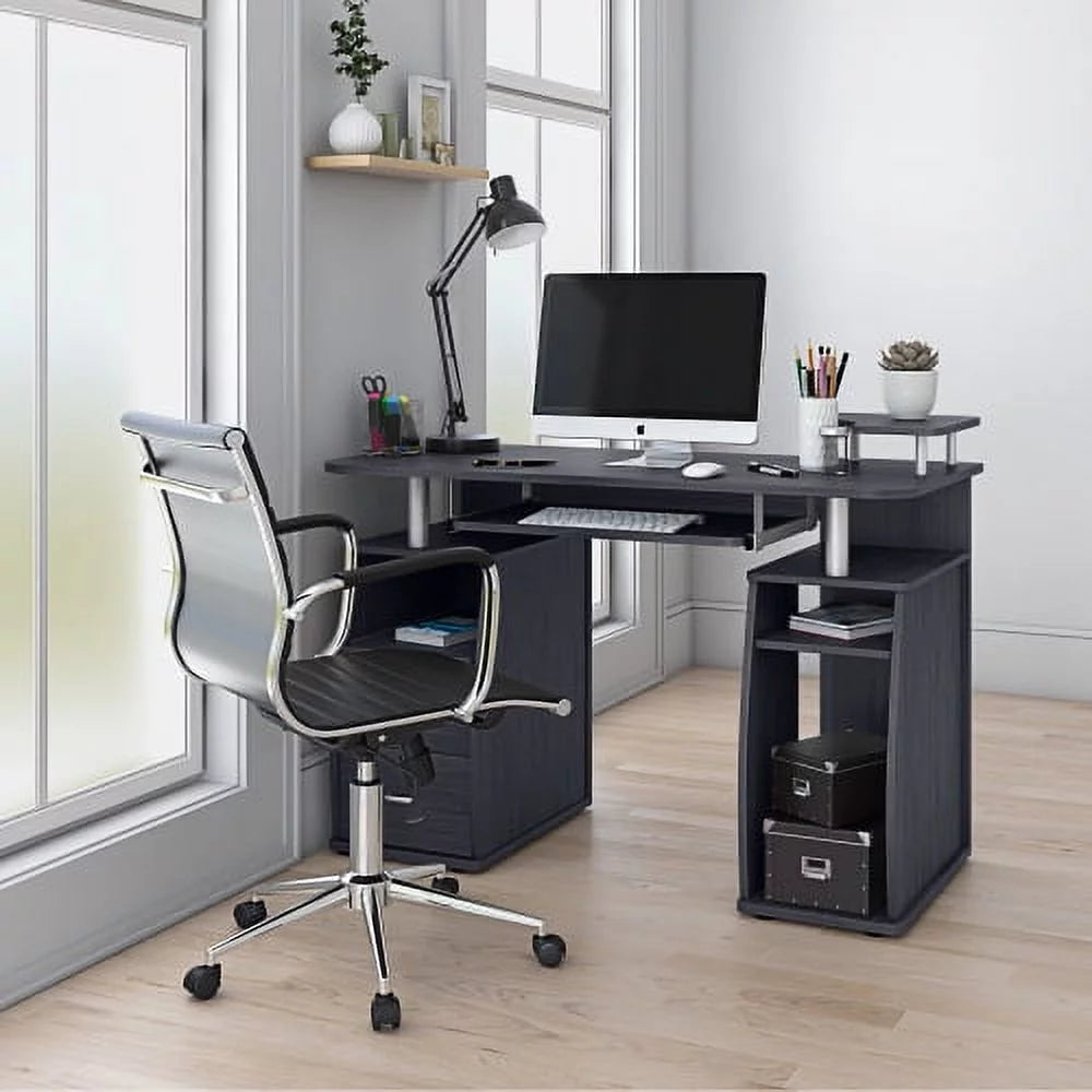 Espresso Computer Workstation Desk With Storage V25359